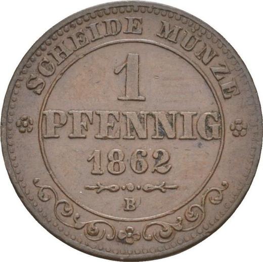 Reverse 1 Pfennig 1862 B - Coin Value - Saxony-Albertine, John