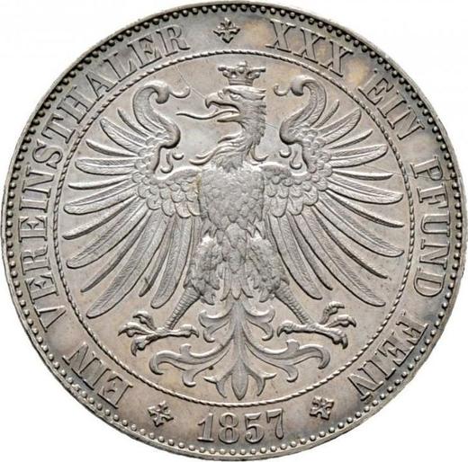 Rewers monety - Talar 1857 - cena srebrnej monety - Frankfurt nad Menem, Wolne Miasto