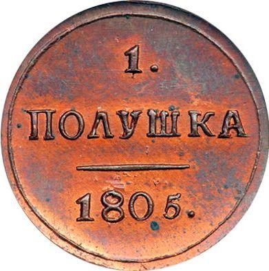 Reverse Polushka (1/4 Kopek) 1805 КМ "Suzun Mint" Restrike -  Coin Value - Russia, Alexander I