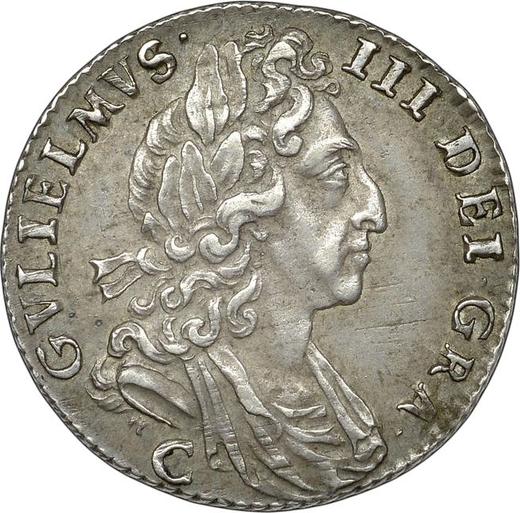 Avers 6 Pence 1697 C "Erste gelauerte Büste" Große Kronen - Silbermünze Wert - Großbritannien, Wilhelm III