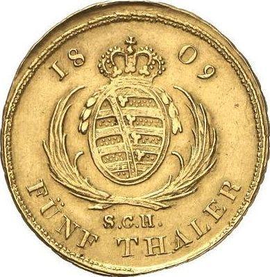 Revers 5 Taler 1809 S.G.H. - Goldmünze Wert - Sachsen-Albertinische, Friedrich August I