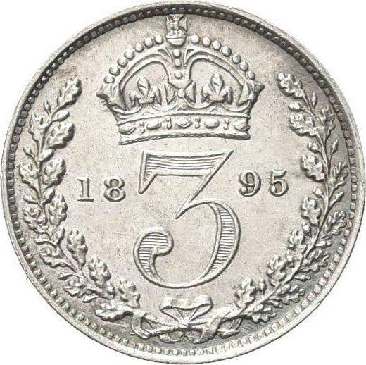 Реверс монеты - 3 пенса 1895 года TB - цена серебряной монеты - Великобритания, Виктория