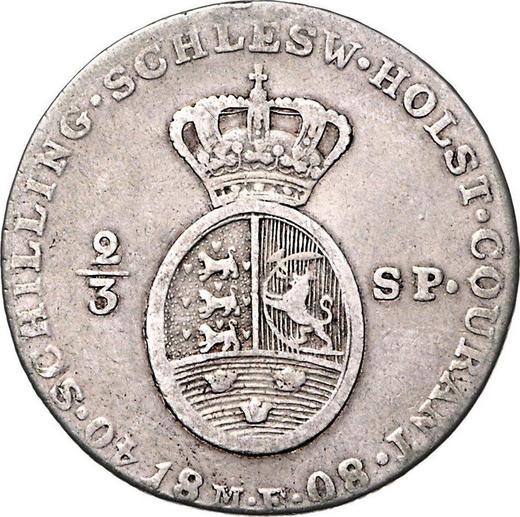 Reverse 2/3 Thaler 1808 MF - Silver Coin Value - Schleswig-Holstein, Christian VII