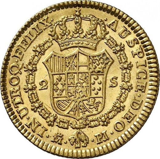 Reverse 2 Escudos 1776 M PJ - Gold Coin Value - Spain, Charles III