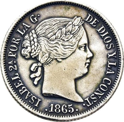 Obverse 40 Céntimos de escudo 1865 8-pointed star - Silver Coin Value - Spain, Isabella II