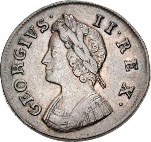 Avers 1 Farthing 1739 "Porträt in jungen Jahren" - Münze Wert - Großbritannien, Georg II