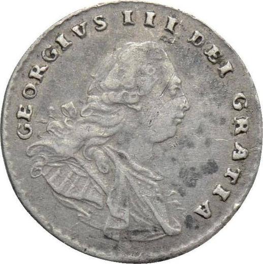 Аверс монеты - Пенни 1792 года - цена серебряной монеты - Великобритания, Георг III