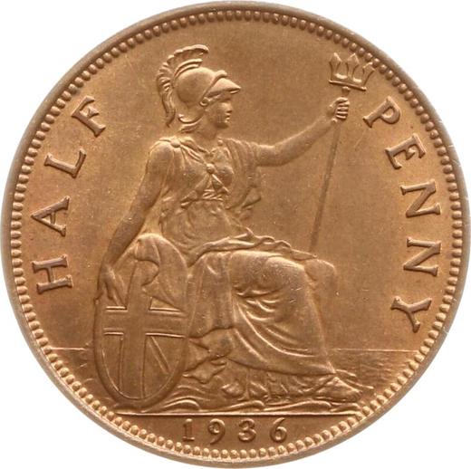 Reverse Halfpenny 1936 -  Coin Value - United Kingdom, George V