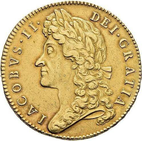 Аверс монеты - 5 гиней 1688 года - цена золотой монеты - Великобритания, Яков II