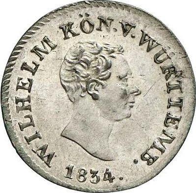 Obverse 3 Kreuzer 1834 - Silver Coin Value - Württemberg, William I