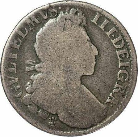 Obverse Shilling 1700 "Fifth laureate bust" Plume below bust only - Silver Coin Value - United Kingdom, William III