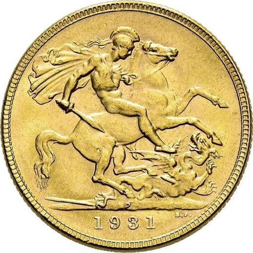 Reverse Sovereign 1931 P - Gold Coin Value - Australia, George V