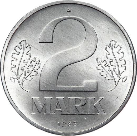 Obverse 2 Mark 1982 A -  Coin Value - Germany, GDR
