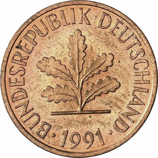 Reverse 2 Pfennig 1991 G - Coin Value - Germany, FRG