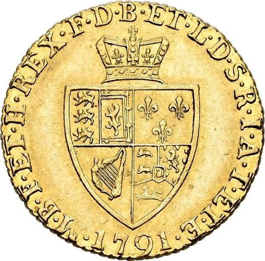 Реверс монеты - 1/2 гинеи 1791 года "Лопата" - цена золотой монеты - Великобритания, Георг III
