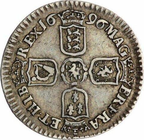 Reverse Sixpence 1696 "First laureated bust" Late harp Small crowns - Silver Coin Value - United Kingdom, William III