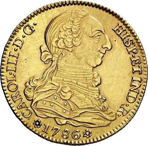 Obverse 4 Escudos 1786 S C - Gold Coin Value - Spain, Charles III