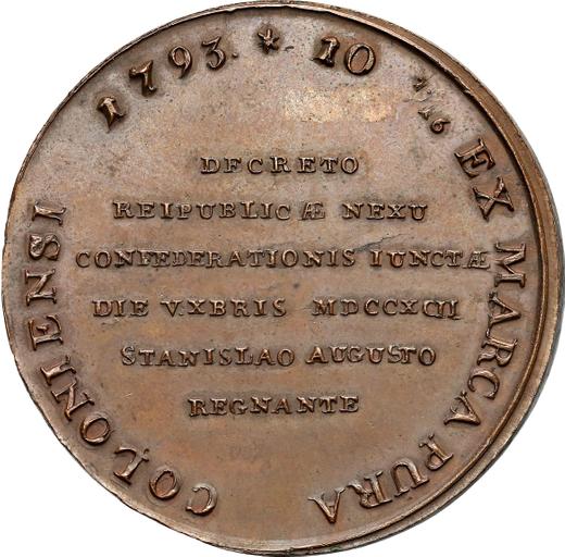 Reverse Thaler 1793 "Targowica" Copper -  Coin Value - Poland, Stanislaus II Augustus