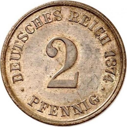 Anverso 2 pfennige 1874 F "Tipo 1873-1877" - valor de la moneda - Alemania, Imperio alemán