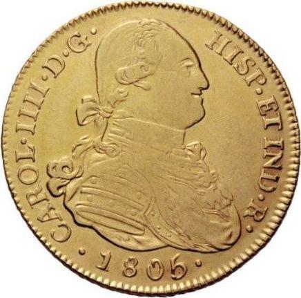 Obverse 4 Escudos 1805 PTS PJ - Gold Coin Value - Bolivia, Charles IV