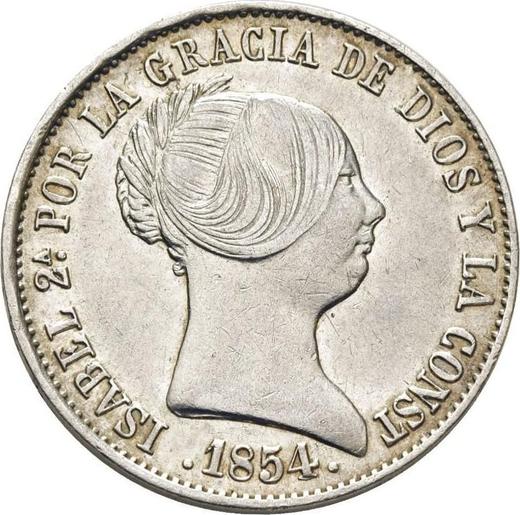 Obverse 10 Reales 1854 7-pointed star - Silver Coin Value - Spain, Isabella II