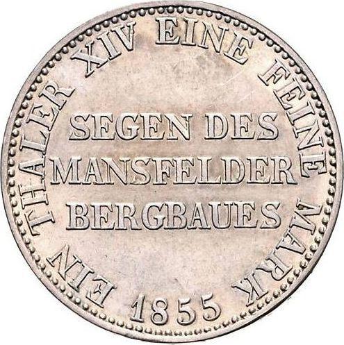 Reverse Thaler 1855 A "Mining" - Silver Coin Value - Prussia, Frederick William IV