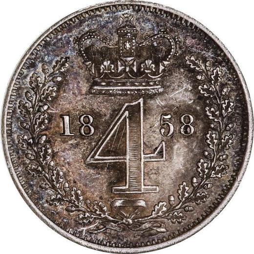 Reverse Fourpence (Groat) 1858 - Silver Coin Value - United Kingdom, Victoria