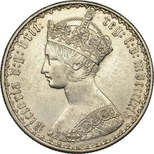 Avers 2 Schilling (Florin) 1864 WW "Gotisch" - Silbermünze Wert - Großbritannien, Victoria