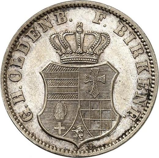 Аверс монеты - Биркенфельд 2 1/2 серебряных гроша 1858 года B - цена серебряной монеты - Ольденбург, Николаус Фридрих Петер