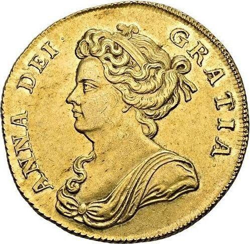 Аверс монеты - 2 гинеи 1709 года "После объединения" - цена золотой монеты - Великобритания, Анна