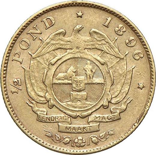 Reverse 1/2 pond (Transvaal) 1896 - Gold Coin Value - RSA, Transvaal Republic