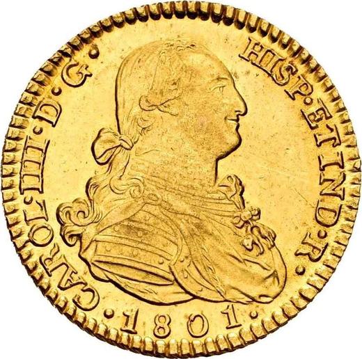 Obverse 2 Escudos 1801 M FA - Gold Coin Value - Spain, Charles IV