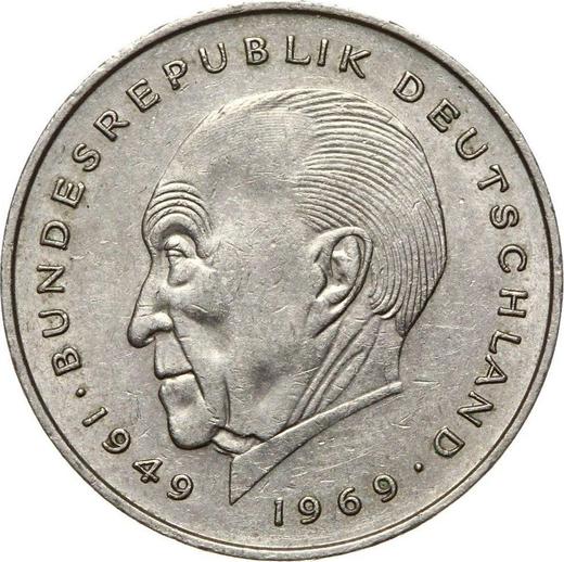 Obverse 2 Mark 1980 G "Konrad Adenauer" -  Coin Value - Germany, FRG