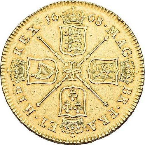 Reverse Five guineas 1668 "First laureated bust" Elephant - Gold Coin Value - United Kingdom, Charles II