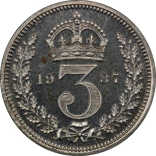 Revers 3 Pence 1937 HP "Typ 1937-1952" - Silbermünze Wert - Großbritannien, Georg VI