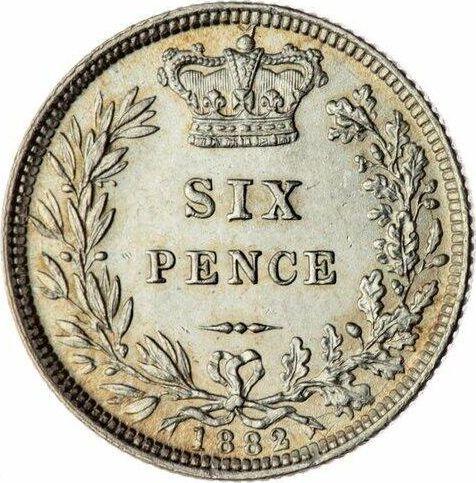 Reverse Sixpence 1882 - Silver Coin Value - United Kingdom, Victoria