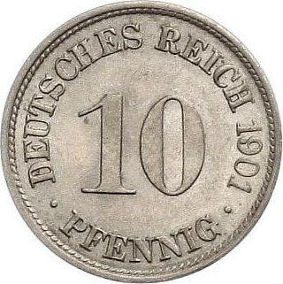 Anverso 10 Pfennige 1901 F "Tipo 1890-1916" - valor de la moneda - Alemania, Imperio alemán