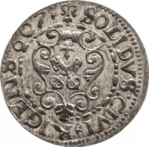 Реверс монеты - Шеляг 1607 года "Рига" - цена серебряной монеты - Польша, Сигизмунд III Ваза