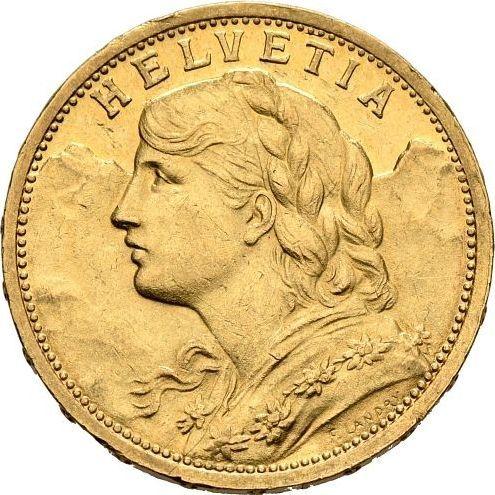 Obverse 20 Francs 1899 B "Vreneli" - Gold Coin Value - Switzerland, Confederation