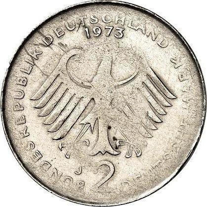 Reverso 2 marcos 1970-1987 "Theodor Heuss" Peso pequeño - valor de la moneda  - Alemania, RFA