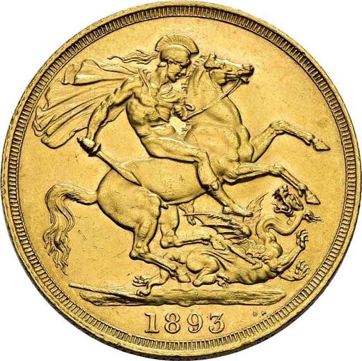 Reverse Two pounds 1893 TB - Gold Coin Value - United Kingdom, Victoria
