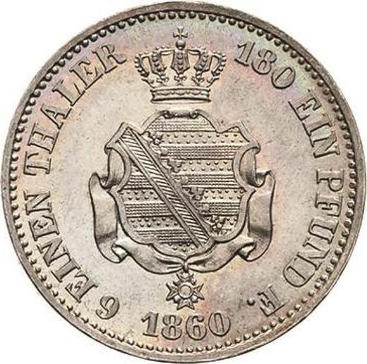 Reverse 1/6 Thaler 1860 B - Silver Coin Value - Saxony-Albertine, John