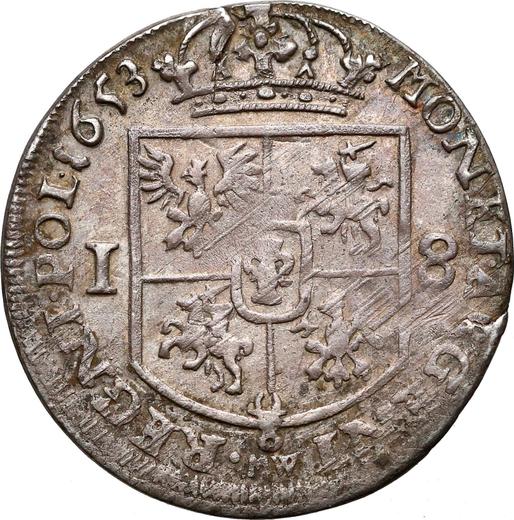 Reverse Ort (18 Groszy) 1653 MW MW divided - Silver Coin Value - Poland, John II Casimir