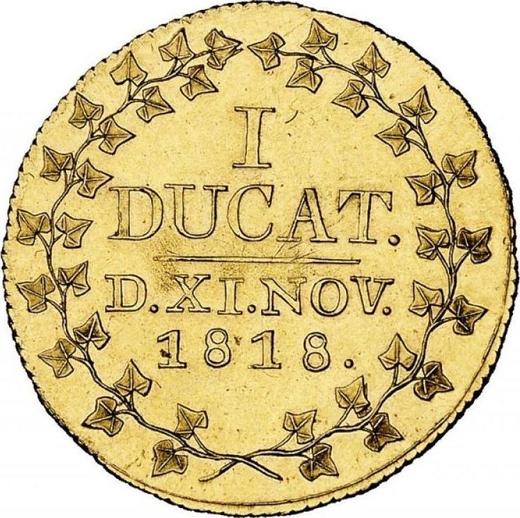 Реверс монеты - Дукат 1818 года "Золотая свадьба" - цена золотой монеты - Штольберг-Вернигероде, Кристиан Фредерик