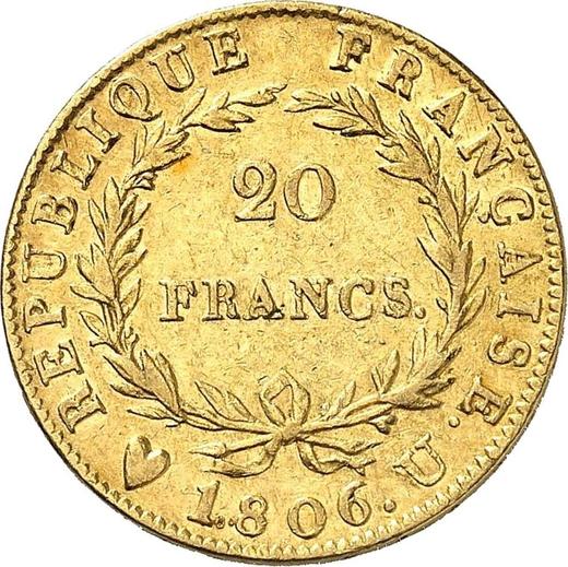 Reverse 20 Francs 1806 U "Type 1806-1807" - Gold Coin Value - France, Napoleon I