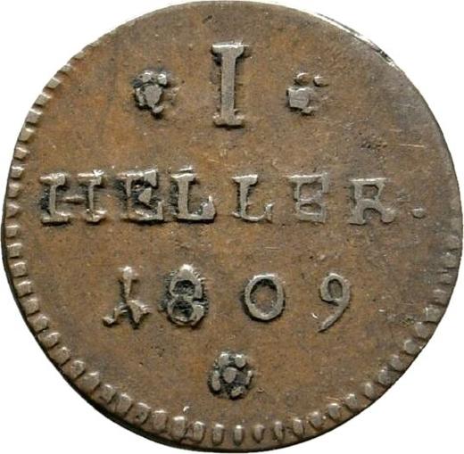 Reverso 1 heller 1809 - valor de la moneda  - Lippe, Paulo Alexander Leopold II