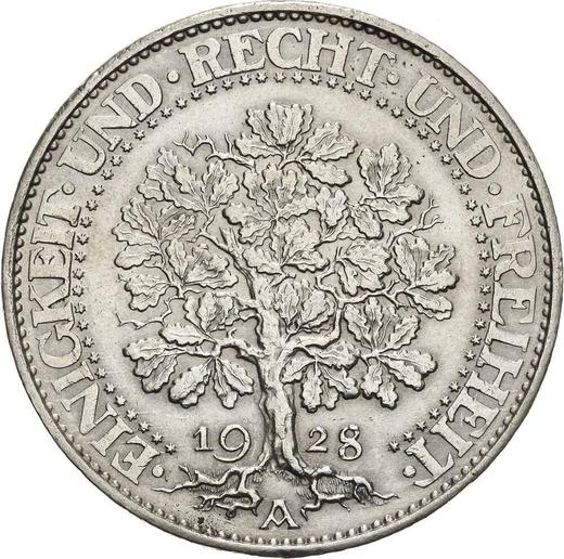 Reverse 5 Reichsmark 1928 A "Oak Tree" - Silver Coin Value - Germany, Weimar Republic