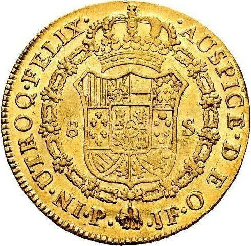 Reverse 8 Escudos 1797 P JF - Gold Coin Value - Colombia, Charles IV