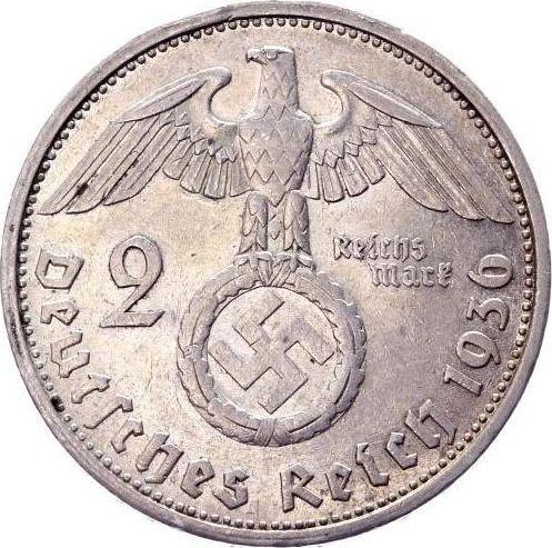 Reverso 2 Reichsmarks 1936 G "Tipo 1936-1939" - valor de la moneda de plata - Alemania, Alemania nazi