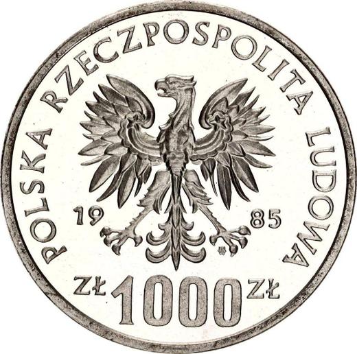 Obverse Pattern 1000 Zlotych 1985 MW "Mother's Health Center" Silver - Silver Coin Value - Poland, Peoples Republic